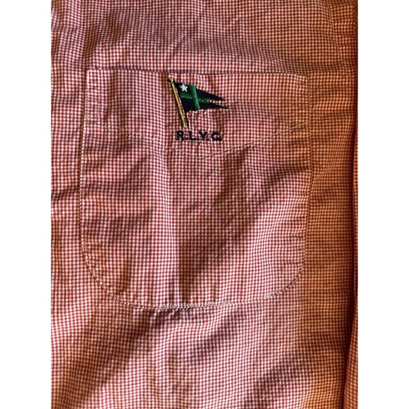 Ralph Lauren Men's Button Up, Red/White Check Medium Embroidered Yacht Club RLYC - Picture 3 of 13